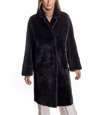 Julia & Stella By Maximilian Shearling Lamb Coat - Blue