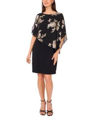 Msk Foil Cape Short Dress - Black
