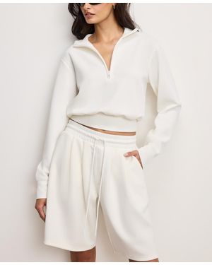 GOOD AMERICAN Air Soft Half-zip Sweatshirt - White