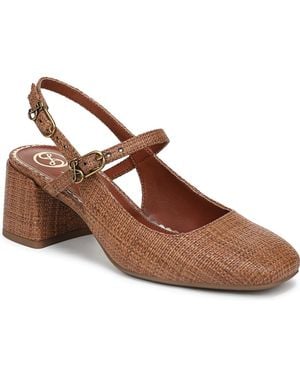 Sam & Libby Grace Block Heel Slingback Mary Jane Pumps - Brown
