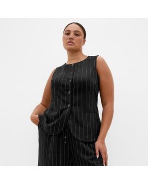 City Chic Plus Size Kelly Stripe Vest - White