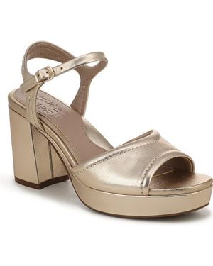 Naturalizer Petra Strappy Block-heel Square-toe Sandals - Metallic