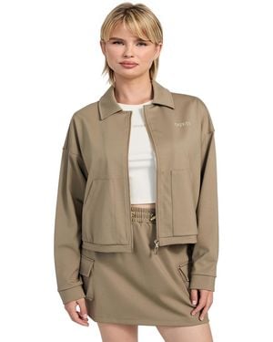 Guess Carla Collared Zip-front Cropped Jacket - Multicolor