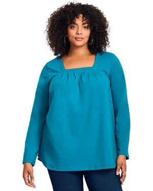 Avenue Square Neck Pleated Tunic - Blue