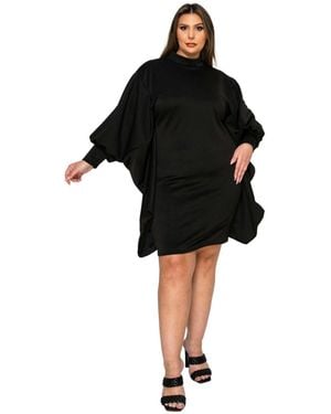 L I V D Plus Size Alivera Mock Neck Mini Dress - Black