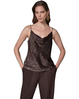 Donna Karan Cowl Neck Metallic Camisole - Multicolor