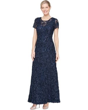 Alex Evenings Soutache Sequin A-line Dress - Blue