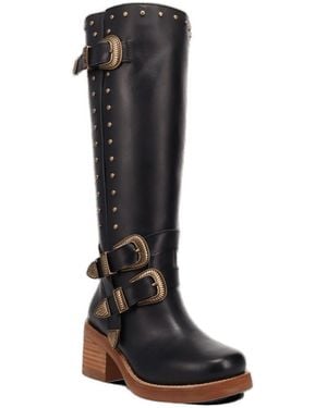 Dingo Fillmore Knee-high Western Studded Boots - Black