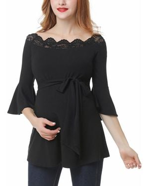 Kimi + Kai Kimi + Kai Maternity Arya Off-the-shoulder Top - Black