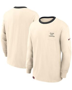 Nike Natural Florida State Seminoles Athletic Prep Max90 Pocket Logo Long Sleeve T-shirt