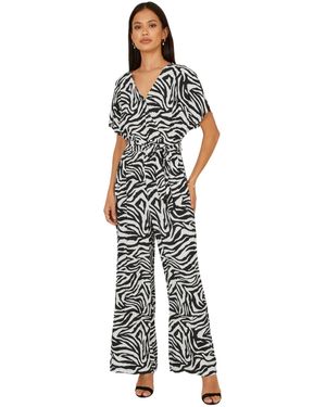Yumi' Zebra Print Relaxed Jumpsuit - White
