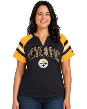 Starter Plus Size Pittsburgh Steelers Game On Notch-neck Raglan T-shirt - Black