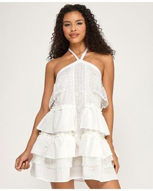 Seni & Cade Halter-neck Tier Babydoll Dress - White