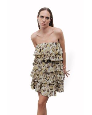Nocturne Belt Detailed Ruffle Mini Dress - Multicolor