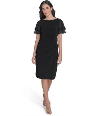 Jessica Howard Boat-neck Short-sleeve Sheath Dress - Black