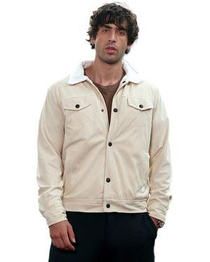 Campus Sutra Cream Utility-corduroy Jacket - Natural