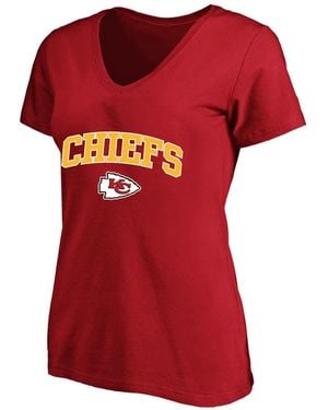 Fanatics Plus Size Kansas City Chiefs V-neck Screen-print Cotton T-shirt - Red