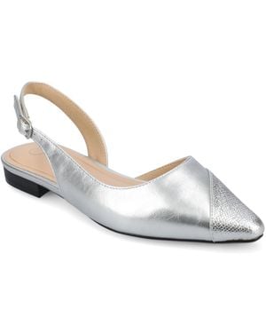 Journee Collection Daphnne Pointed Toe Slingback Flats - White
