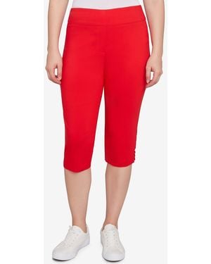 Ruby Rd. Petite Ladder Hem Americana clamdigger Pullover Pants - Red