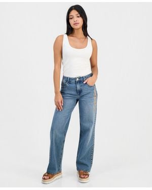 And Now This Petite High-rise Embroidered Straight-leg Jeans - Blue