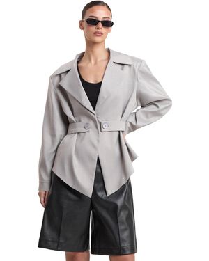 4th & Reckless Georgie Asymmetrical-hem Long-sleeve Blazer - Gray