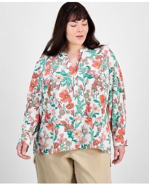 Tommy Hilfiger Plus Size Cotton Metallic Clip-dot Popover