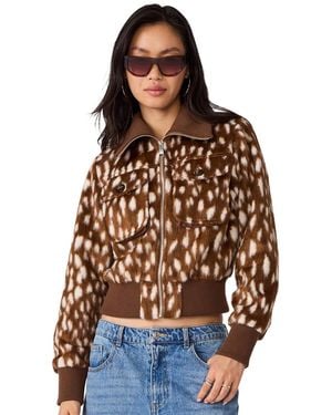 Steve Madden Hunton Cropped Bomber Jacket - Brown