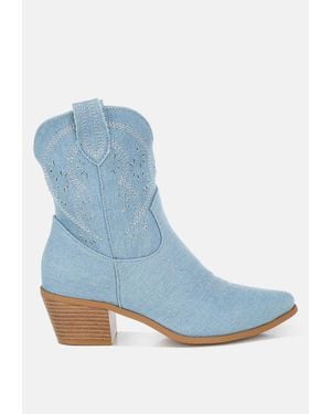 LONDON RAG Nigara Cut Out Detail Cowboy Boots - Blue