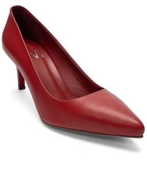 Forever & Always Shoes Forever And Always Shoes Clyde Leather Stiletto Pointed Toe Pump - Red