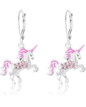 Chanteur Girls /girl/unicorn Crystal White Gold Palladium Plating Leverback Earring