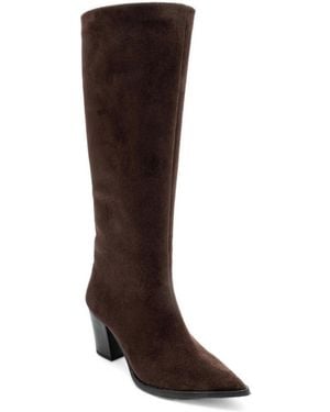 Prologue Shoes Moira Pointed-toe Block-heel Faux Leather Knee-high Boots - Brown