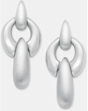 Anne Klein Puffy Linked Linear Drop Earrings - White