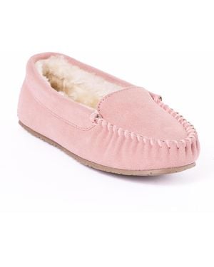 Minnetonka Cosi Venetian Suede Slippers - Pink