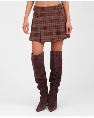 Avec Les Filles Pleated Mini Skater Skorts - Red