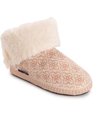 Muk Luks Melinda Cuff Boot Slippers - Natural