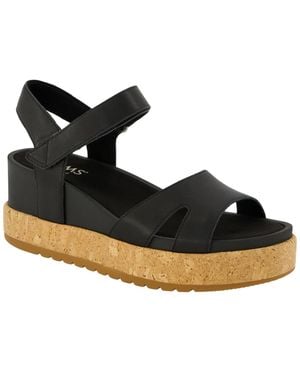 TOMS Alana Open Toe Wedge Sandals - Black