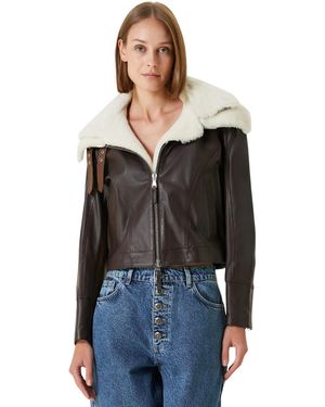 Pcfg Double Collar Leather Jacket - Black