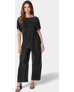 Bebe Plisse Culotte Jumpsuit - Black