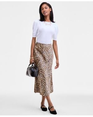 On 34th Printed Midi Slip Skirt - White