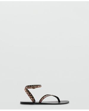 Mango Studded Sandals - White