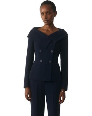 The Fold Lorelli Double-breasted Tailored Blazer - Blue