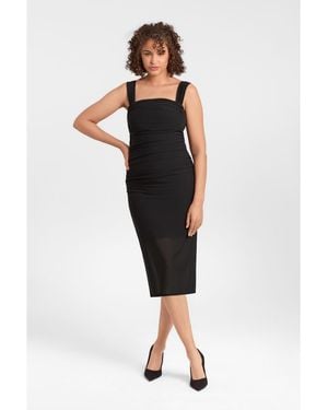 S3 Apparel Draped Mesh Sculpting Midi Dress - White