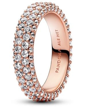 PANDORA Cubic Zirconia Timeless Pave Double-row Ring - Pink