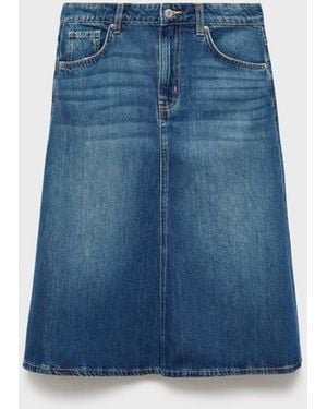 Mango Midi Denim Skirt - Blue