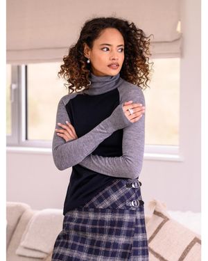 Celtic & Co. Merino Color Block Roll Neck Sweater - Multicolor