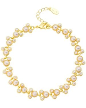 Disney Imitation Pearl -tone Mickey Adjustable Bracelet - Metallic