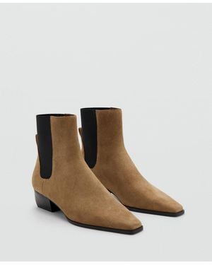 Mango Heel Suede Ankle Boots - Brown