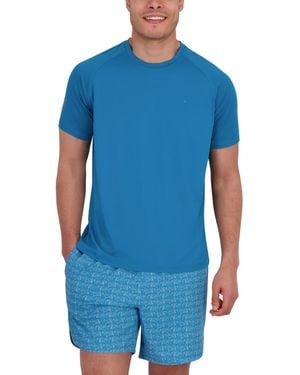 Spyder Short Sleeve Waffle-knit Crewneck Swim Shirt - Blue