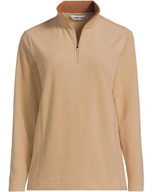 Lands' End Tall Anyweather Fleece Quarter Zip Pullover - Natural