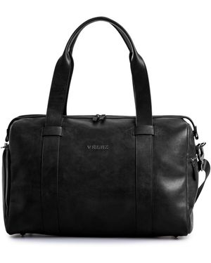 Velez Leather Duffle Bag Aged Effect - Black